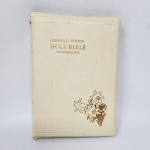 Vintage 1958 Memorial Edition Holy Bible KJV Zippered Cedar Wood Box Sympathy